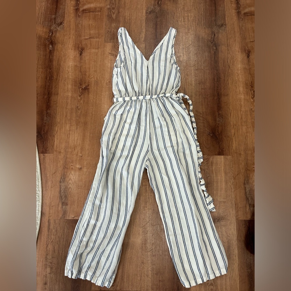 Universal Thread Linen Blend White Pinstripe Jump… - image 3